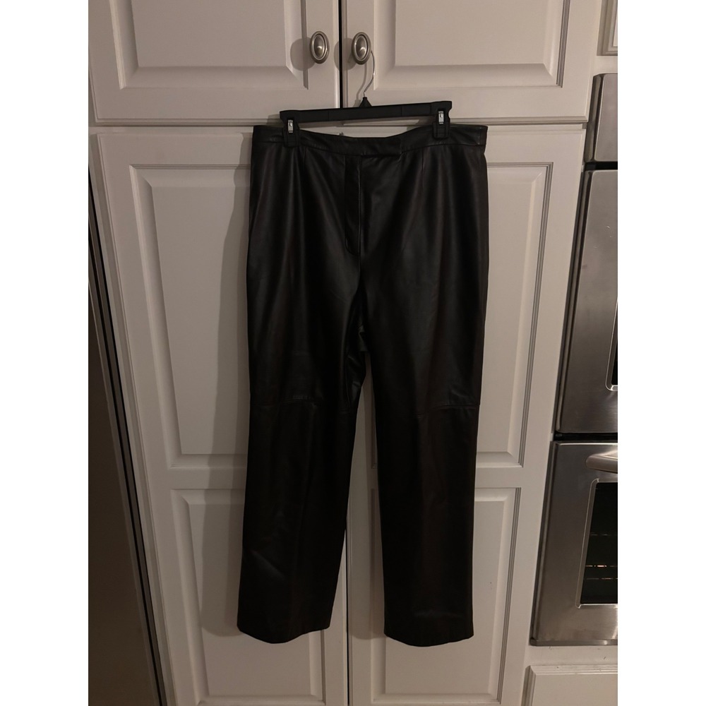 Preston & York Premiere Genuine Leather Pants Womens 14 Straight Leg Dark Brown